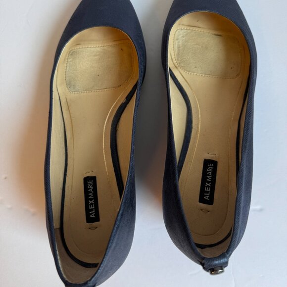 Womens Alex Marie Blue Leather Wedge Shoes Size 7M - Picture 6 of 14